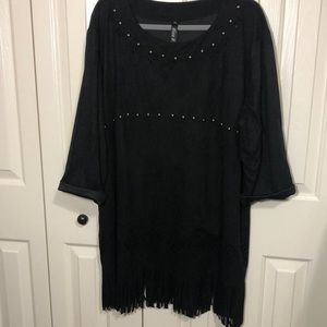 Black fringe blouse 3X